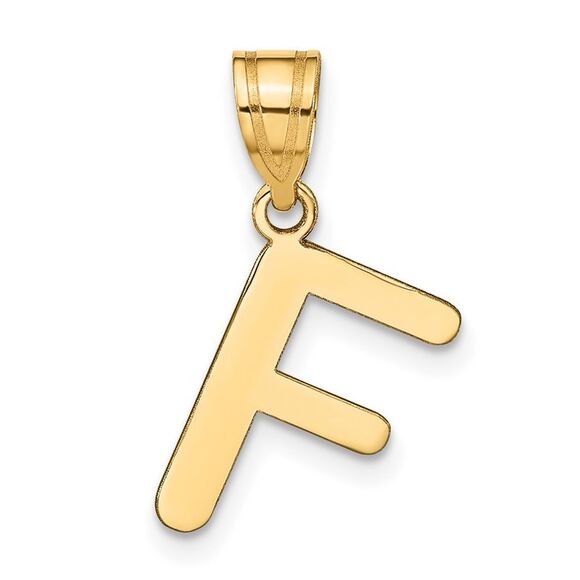 Kazi Luxury 14k Yellow Gold Polished Bubble Letter F Initial Pendant